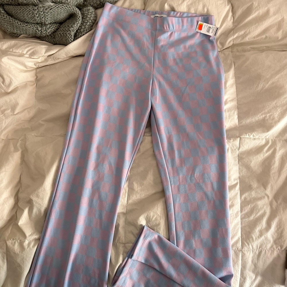 Pink and blue checkered print pants. Brand new / never worn / new with tags!